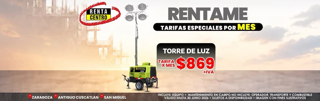 Promoción RentaCentro El Salvador — tarifa especial por mes en torre de luz.